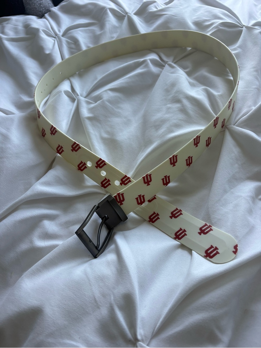 IU Print White Belt with Black Buckle
